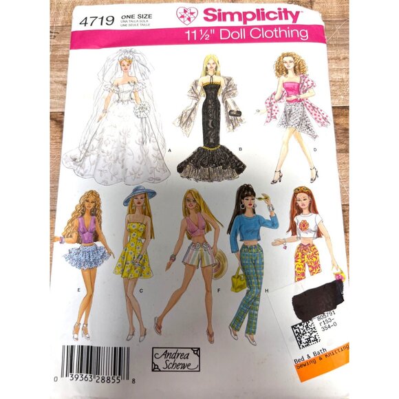 Simplicity 4719 11.5" Fashion Doll Clothing Patterns Uncut - Picture 1 of 2